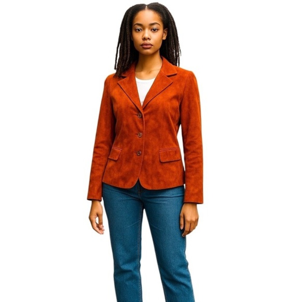 Requirements Orange Button Down‎ Casual Career Jacket Blazer Medium